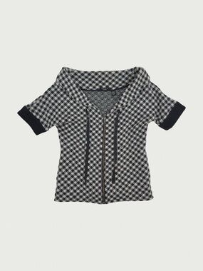 Houndstooth Zip Up Cardigan